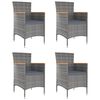 vidaXL Cadeiras de jantar para jardim 4 pcs vime PE cinzento