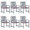 vidaXL Cadeiras de jardim c/ almofad&otilde;es 6 pcs ac&aacute;cia maci&ccedil;a cinzento