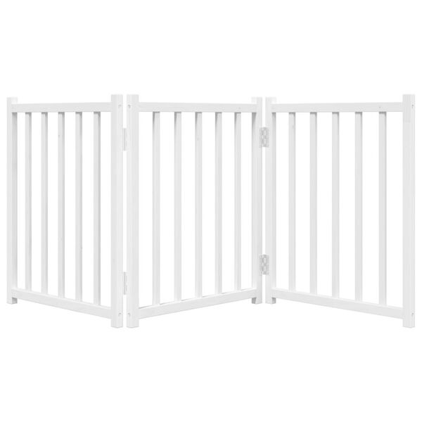 vidaXL Portão p/ cães dobrável 3 painéis 150 cm abeto maciço branco
