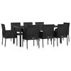 vidaXL 9 pcs conjunto de jantar p/ jardim c/ almofad&otilde;es vime PE preto