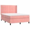 vidaXL Cama box spring c/ colch&atilde;o/LED 140x200 cm veludo rosa