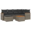 vidaXL 7 pcs conjunto sof&aacute;s p/ jardim c/ almofad&otilde;es vime PE cinzento