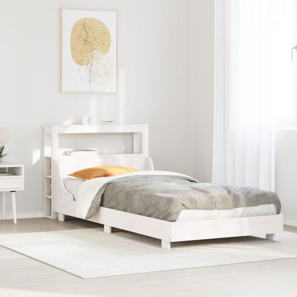 vidaXL Cama sem colch&atilde;o 75x190 cm madeira de pinho maci&ccedil;a branco