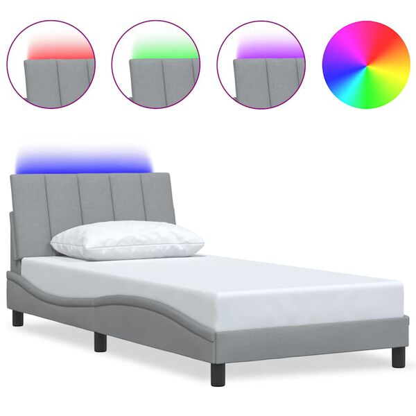 vidaXL Estrutura de cama sem colch&atilde;o Hanko 100x200 cm tecido cinzento-claro