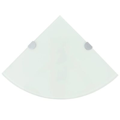 vidaXL Prateleira canto, suportes cromados, vidro branco 35x35cm