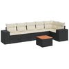 vidaXL 7 pcs conjunto de sof&aacute;s p/ jardim c/ almofad&otilde;es vime PE preto