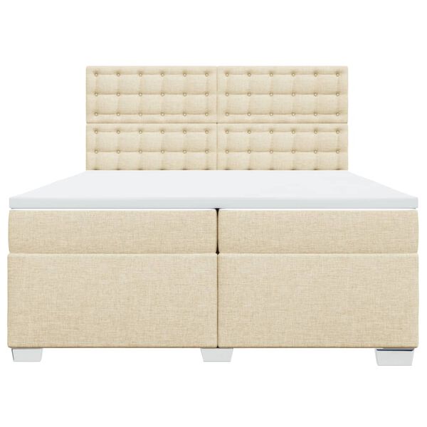 vidaXL Cama com molas/colch&atilde;o 200x200 cm tecido cor creme