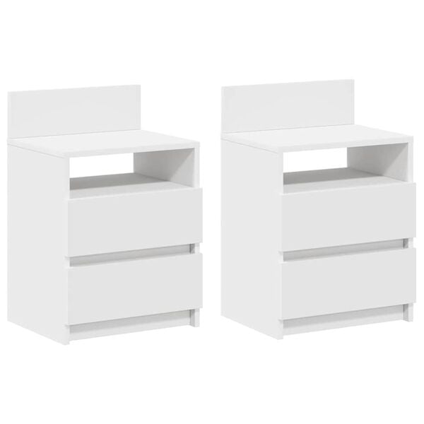 vidaXL Mesas de cabeceira 2 pcs com 2 gavetas 40x33x60 cm branco