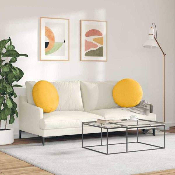 vidaXL Almofadas de Assento 2 pcs Amarelo Claro &Oslash; 50 cm
