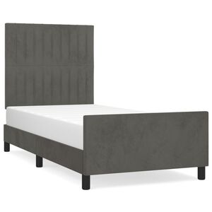 vidaXL Estrutura de cama sem colch&atilde;o 100x200 cm veludo cinzento-escuro