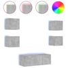 vidaXL 6 pcs m&oacute;veis parede p/ TV c/ LEDs deriv. madeira cinza cimento