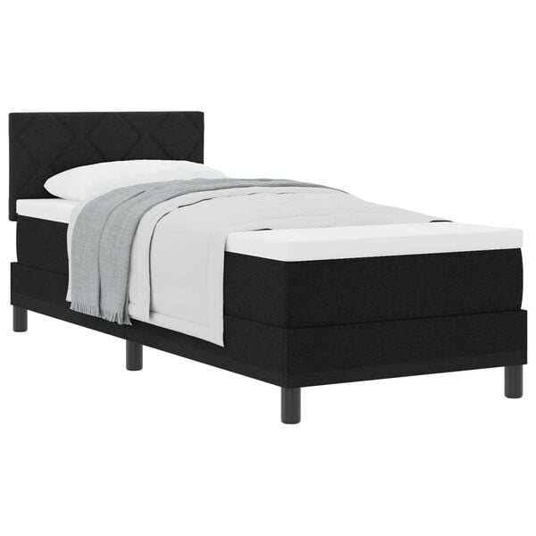vidaXL Cama Box com colch&atilde;o com cabeceira Preto 80 x 200 cm tecido