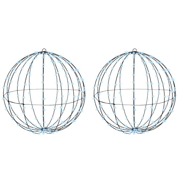 vidaXL Bola com 384 LEDs 2 pcs Branco frio 59,5 x 59,5 x 63 cm Metal