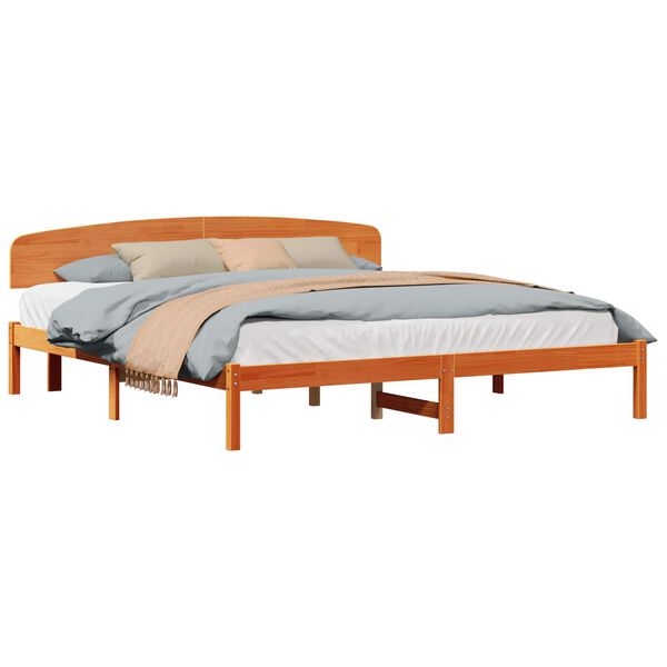 vidaXL Estrutura da Cama com cabeceira Marrom Cera 200 x 200 cm