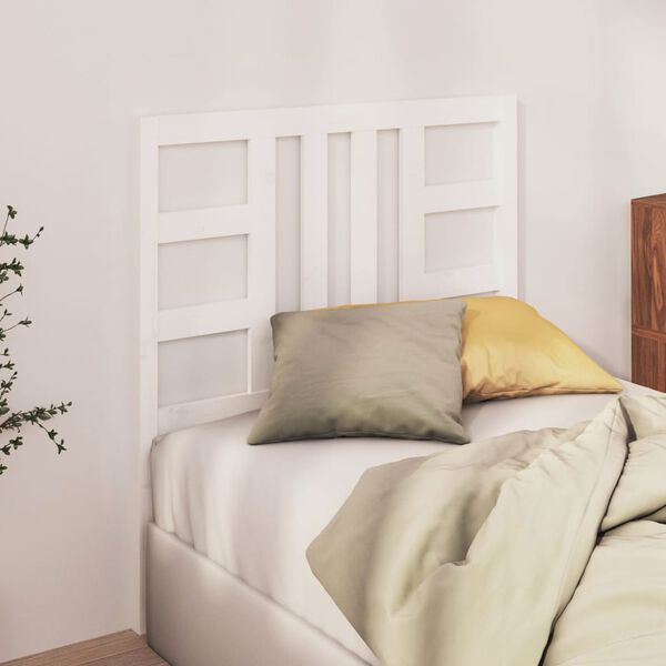 vidaXL Cabeceira de cama 81x4x100 cm pinho maci&ccedil;o branco