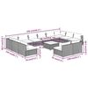 vidaXL 13 pcs conjunto lounge de jardim c/ almofad&otilde;es vime PE castanho