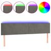 vidaXL Cabeceira de cama c/luzes LED veludo 160x5x78/88cm cinza-escuro