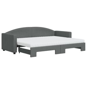 vidaXL Sof&aacute;-cama c/ gavet&atilde;o e colch&otilde;es 80x200cm tecido cinzento-escuro