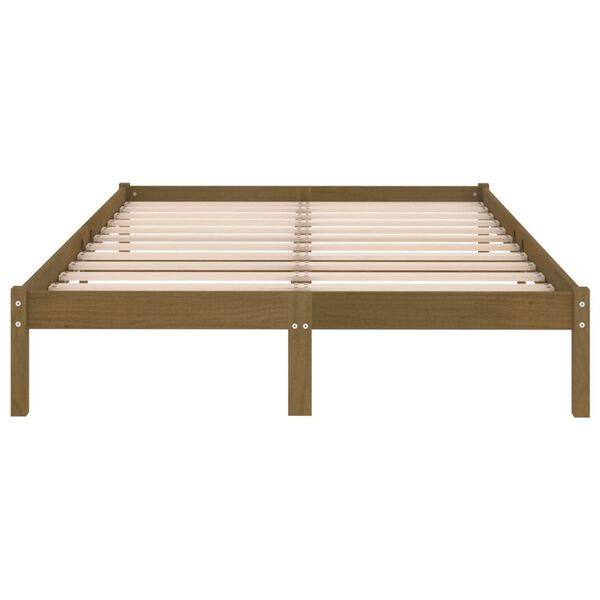 vidaXL Estrutura de cama 200x200 cm pinho maciço castanho mel