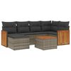 vidaXL 7 pcs conjunto sof&aacute;s p/ jardim c/ almofad&otilde;es vime PE cinzento