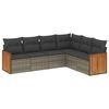 vidaXL 6 pcs conjunto sof&aacute;s de jardim com almofad&otilde;es vime cinzento