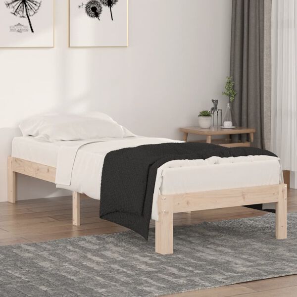 vidaXL Estrutura cama pequena solteiro 75x190 cm madeira maci&ccedil;a