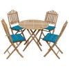 vidaXL 5 pcs conj. de jantar dobr&aacute;vel c/ almofad&otilde;es p/ exterior bambu