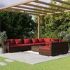 vidaXL 9 pcs conjunto lounge jardim c/ almofad&otilde;es vime PE castanho