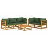 vidaXL 6 pcs conj. lounge jardim madeira c/almofadões verdes
