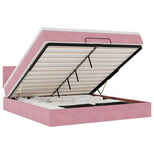 vidaXL Estrutura de cama otomana com colch&atilde;o 180x200 cm veludo rosa