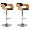 vidaXL Bancos de bar 2 pcs madeira curvada e couro artificial preto
