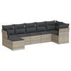 vidaXL 7 pcs conj. sof&aacute;s jardim com almofad&otilde;es vime PE cinzento-claro