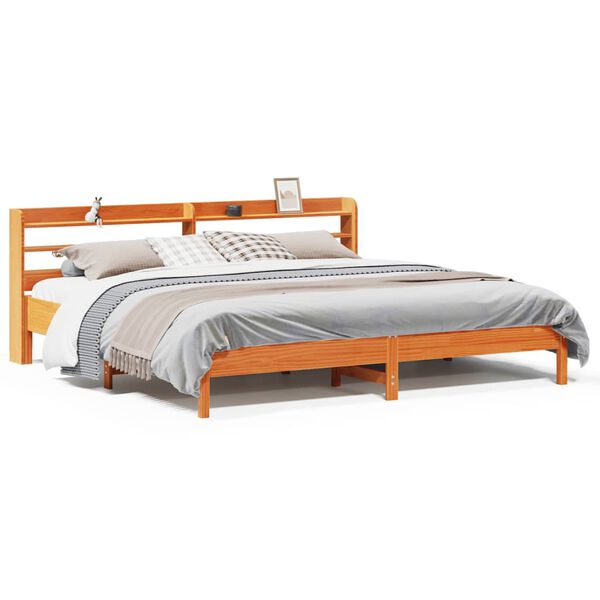vidaXL Cama sem colchão 200x200 cm pinho maciço castanho-mel