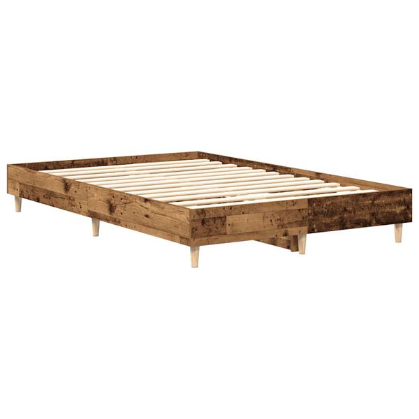 vidaXL Estrutura de cama sem colch&atilde;o 135x190 cm madeira velha