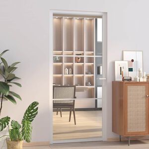vidaXL Porta de interior 93x201,5 cm vidro ESG e alum&iacute;nio branco