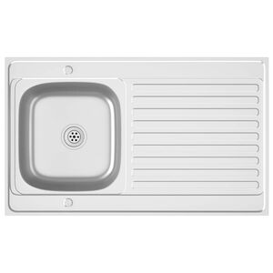 vidaXL Lava-lou&ccedil;a cozinha + escorredor a&ccedil;o inox prateado