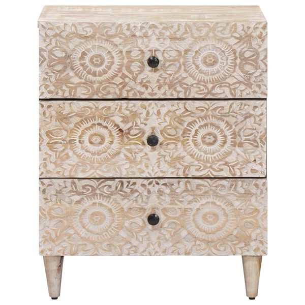 vidaXL Gabinete de Cama Branco 50 x 33 x 60 cm Madeira de manga maci&ccedil;a