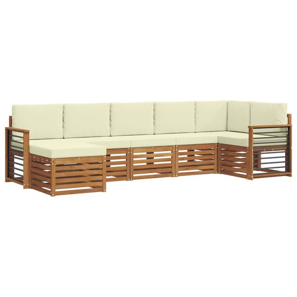 vidaXL Conjunto de Sof&aacute; Sectional com almofada 7 pcs Natural e Creme