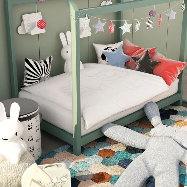 vidaXL 3 pcs conjunto edredão infantil 100x135 cm/40x60 cm branco