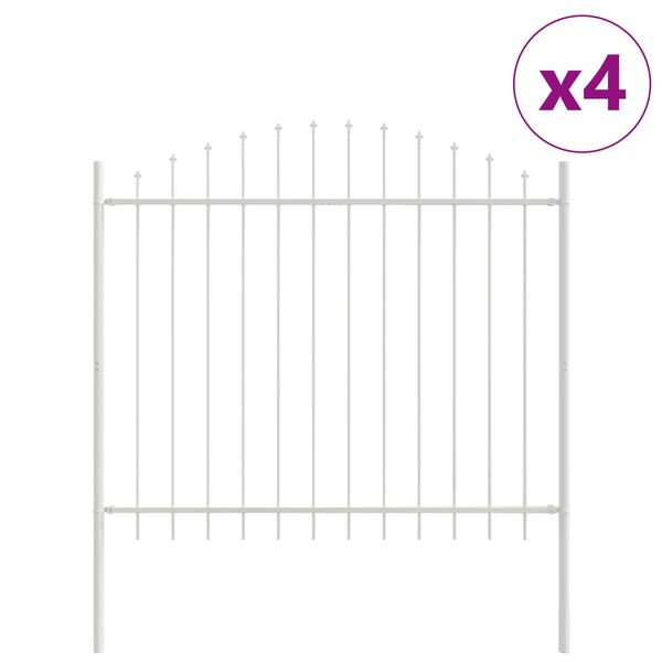 vidaXL Cerca para Jardim 4 pcs Branco 170 x 165 cm A&ccedil;o revestido a p&oacute;