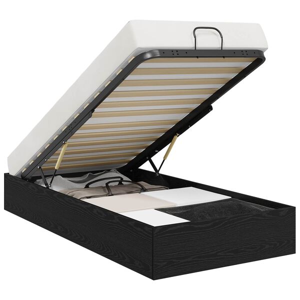 vidaXL Estrutura de Cama Ottoman Carvalho Preto 203 x 90 x 25 cm