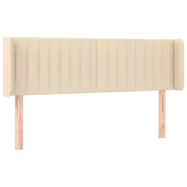 vidaXL Cabeceira de cama c/ abas tecido 147x16x78/88 cm creme