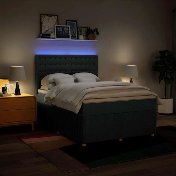 vidaXL Cama com molas/colch&atilde;o 140x200 cm tecido azul