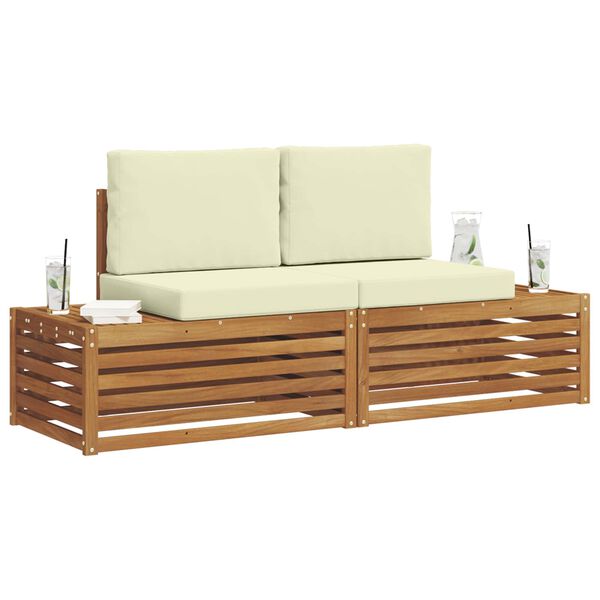vidaXL Conjunto de Sof&aacute;s para Exterior 2 Pe&ccedil;a Natural e Creme
