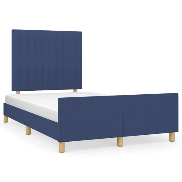 vidaXL Estrutura de cama sem colch&atilde;o 120x190 cm tecido azul