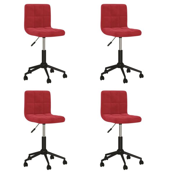 vidaXL Cadeiras de jantar girat&oacute;rias 4 pcs veludo vermelho tinto