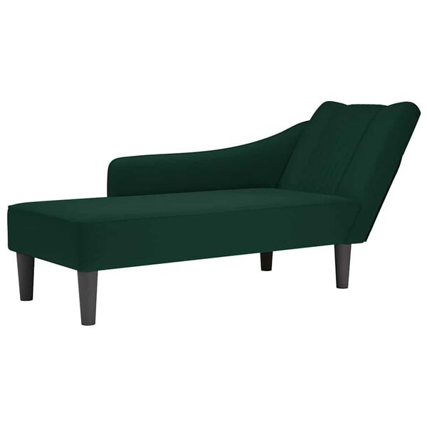 vidaXL Chaise-longue com apoio de bra&ccedil;o direito veludo verde escuro