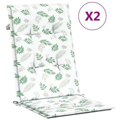 vidaXL Almofadões cadeira de encosto alto 2 pcs tecido folhas