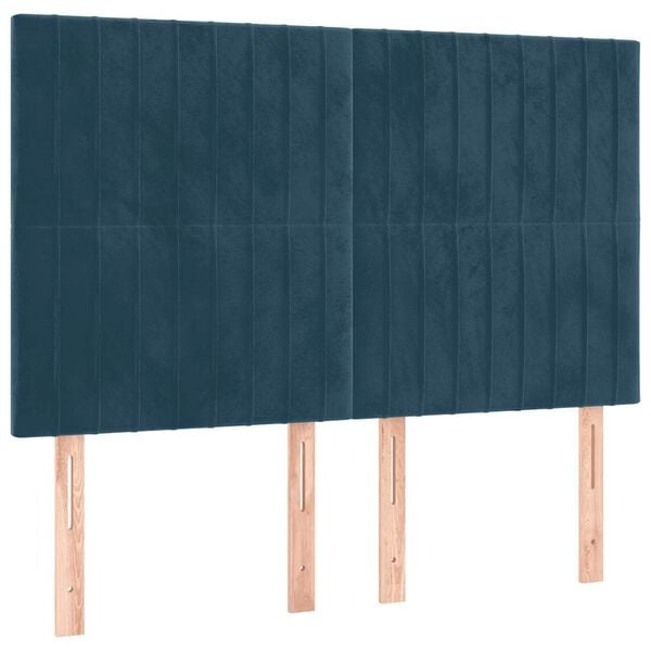vidaXL Cabeceira Azul Escuro 144x5x118/128 cm Veludo