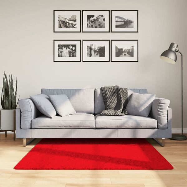 vidaXL Tapete de pelo curto OVIEDO 120x120 cm vermelho